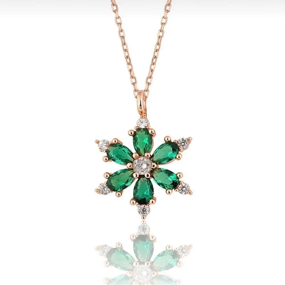925 Silver Rose Plated Lotus Flower Necklace NEW